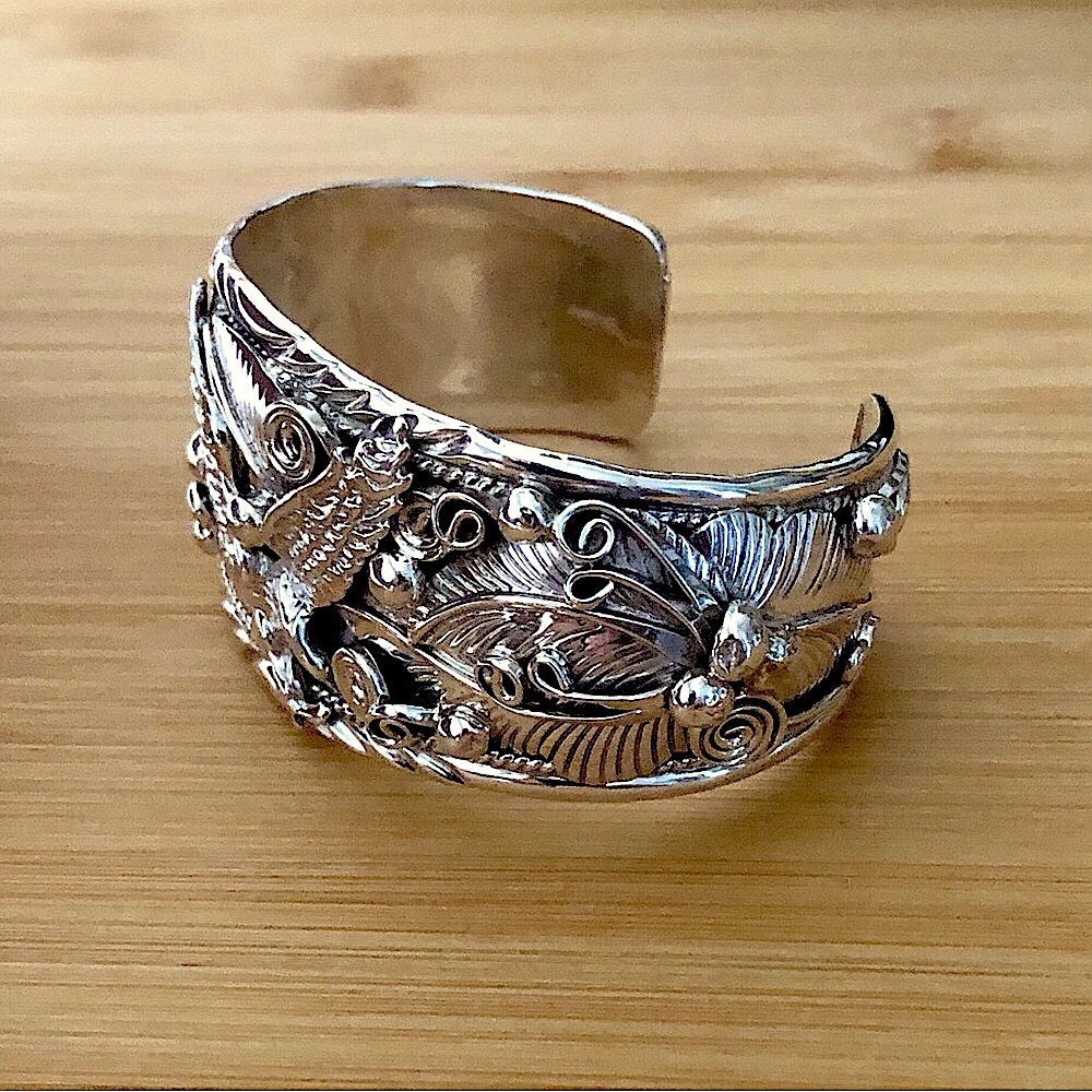 $318 Navajo Signed Running Bear Estate Cuff 77.58gr. Jimison Ben STERLING - Picture 7 of 10